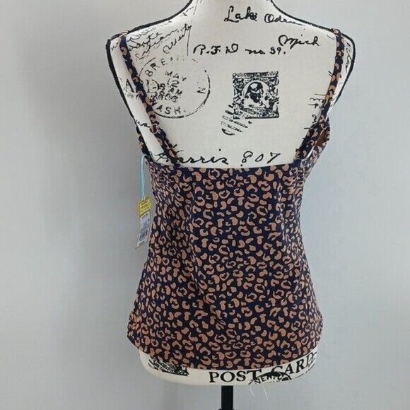 Kona Sol Womens Tankini Top Size S Leopard Print Adjustable Straps Swimwear - Picture 4 of 5
